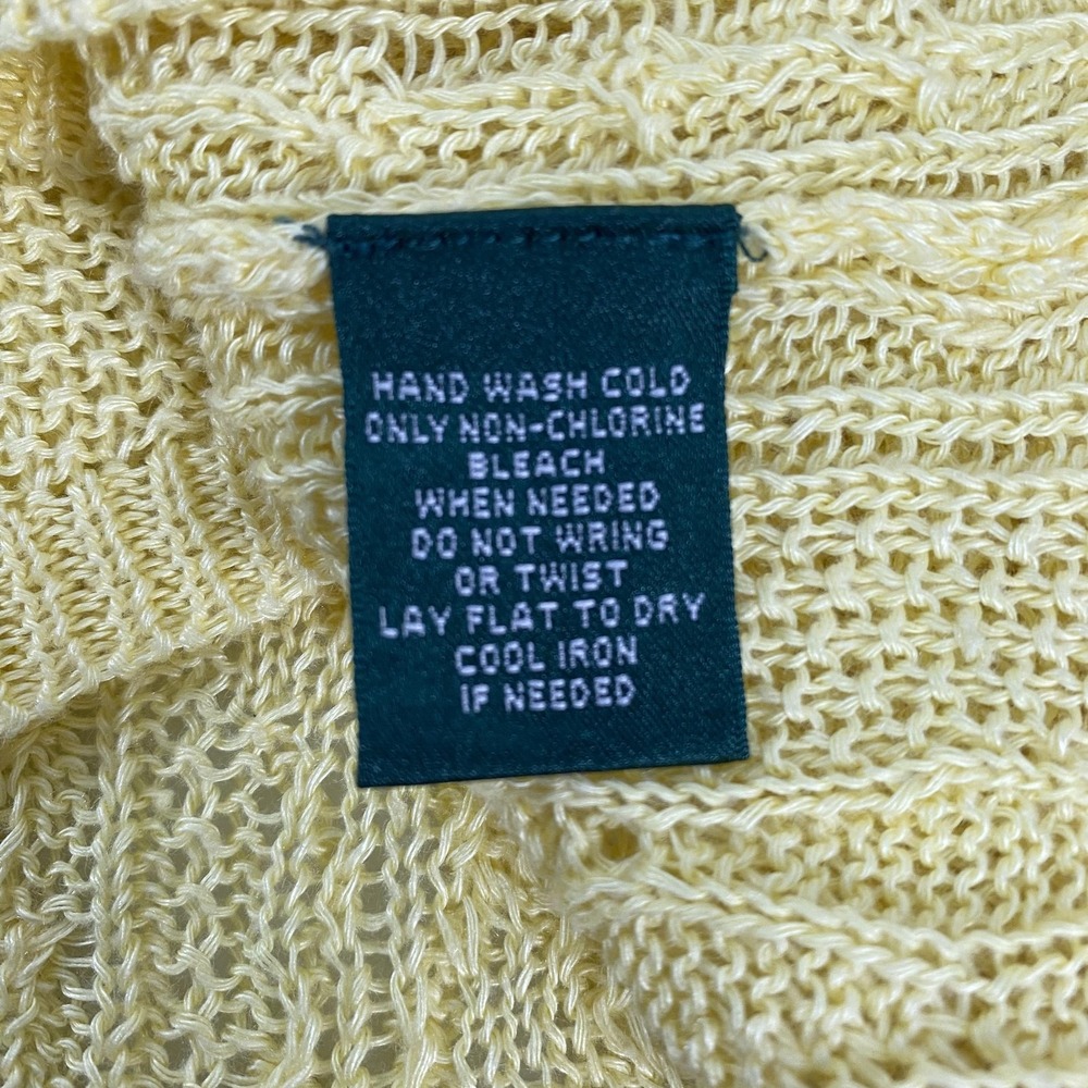 Lauren Ralph Lauren Sweater Womens Medium Yellow Cable Knit Linen 3/4 Sleeve - Picture 5 of 10